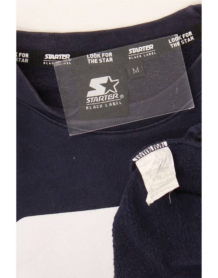 Starter masculino gráfico moletom jumper médio azul marinho algodão