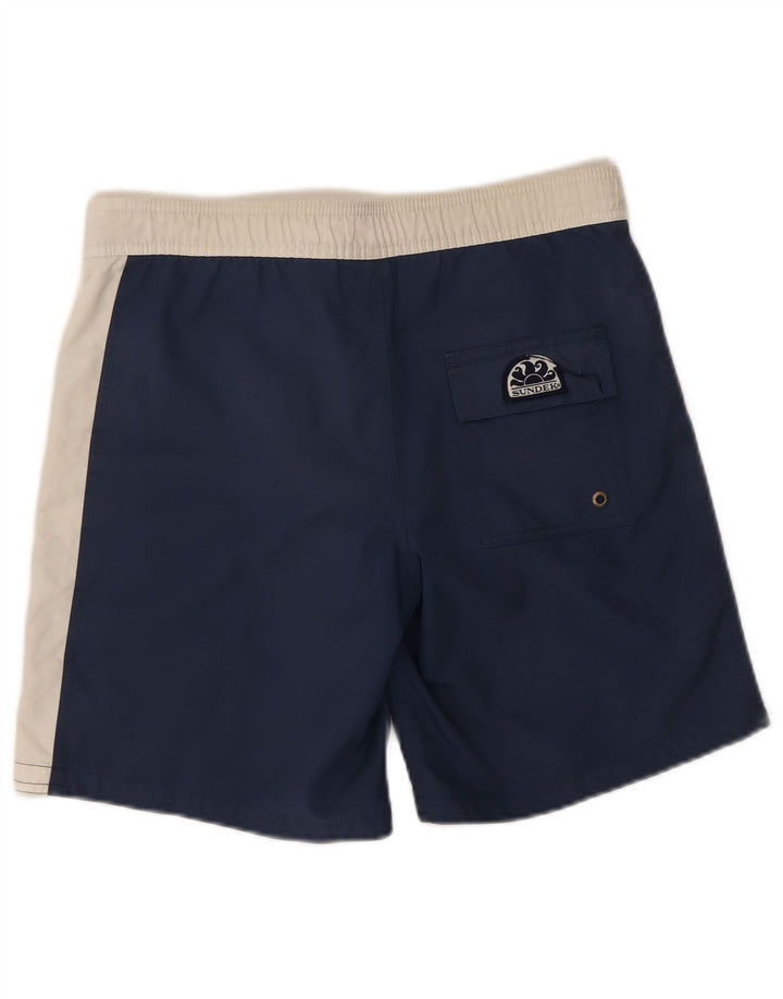 Sundek Mens Graphic Natação Shorts Pequeno Poliéster Colourblock Azul Marinho
