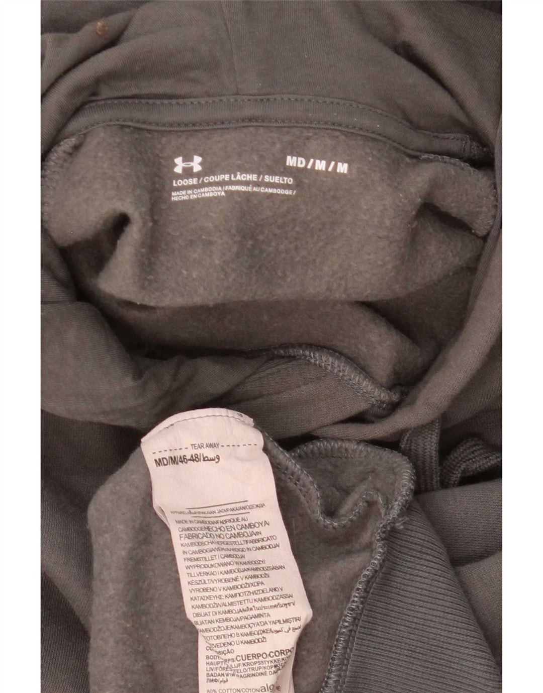 Under Armour Mens Loose Fit Hoodie Jumper Médio Algodão Cinza