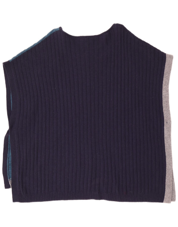 White Stuff Poncho Jumper feminino UK 16 grande bloco colorido azul marinho