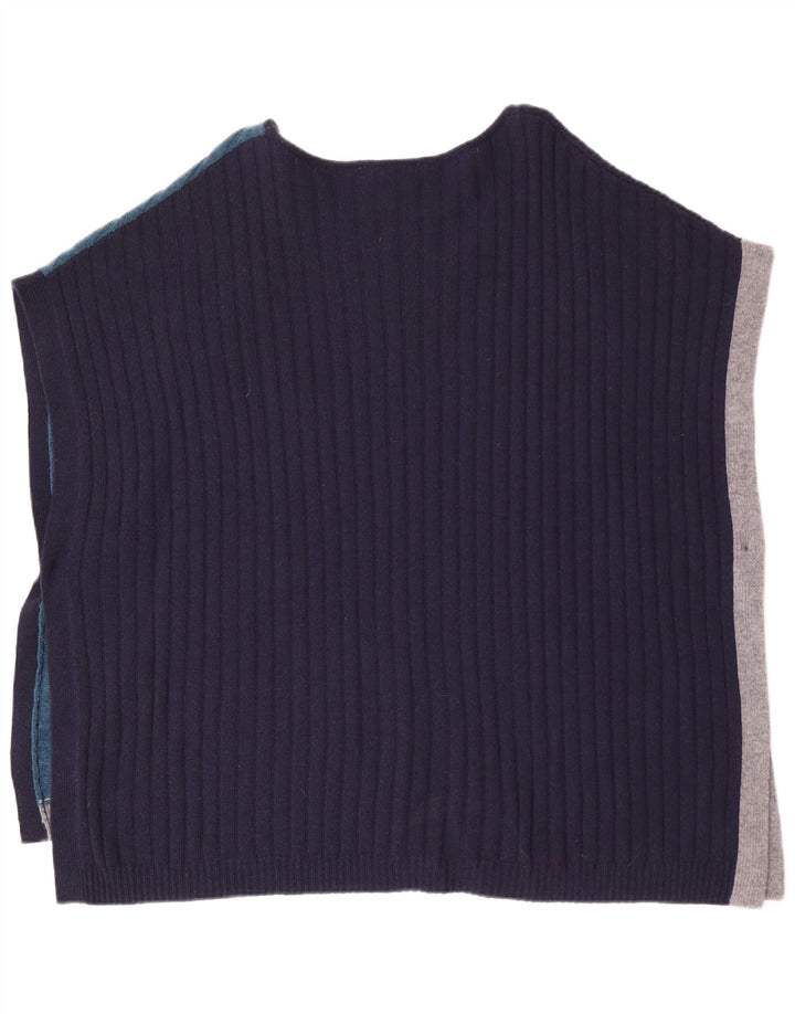 White Stuff Poncho Jumper feminino UK 16 grande bloco colorido azul marinho