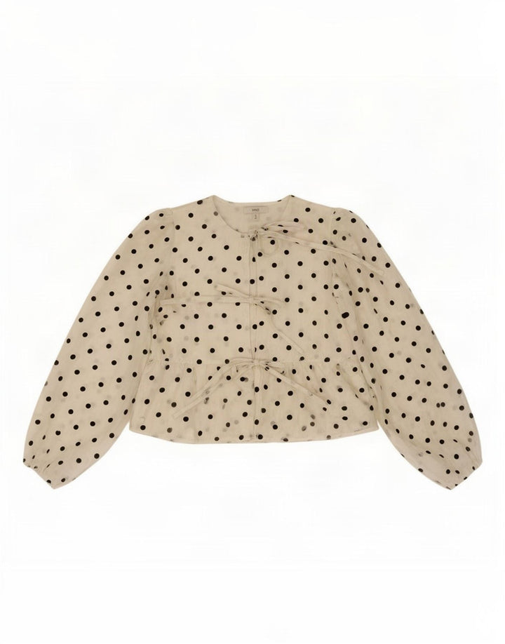Blusa feminina Marks & Spencer UK 10 pequena bolinha branca poliamida