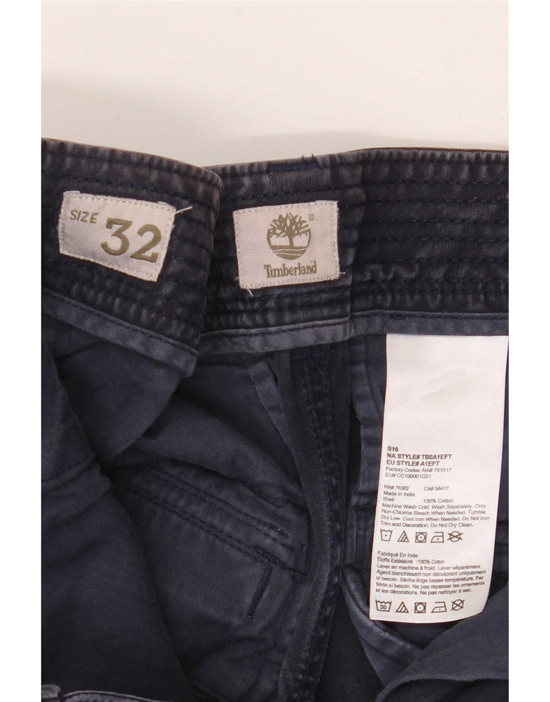 Timberland Mens Cargo Shorts W32 Medium Navy Blue Cotton