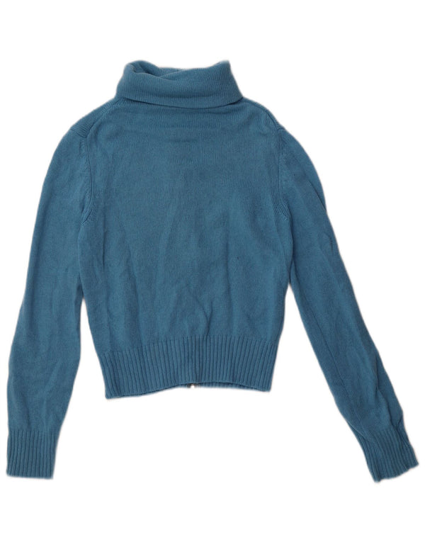 Suéter feminino Benetton Crop Cardigan UK 8 pequeno azul