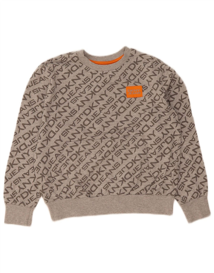 Suéter gráfico DKNY para meninos 7-8 anos algodão cinza
