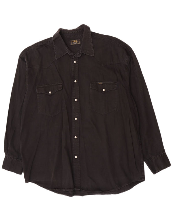Camisa jeans masculina Lee Western 2XL algodão preto