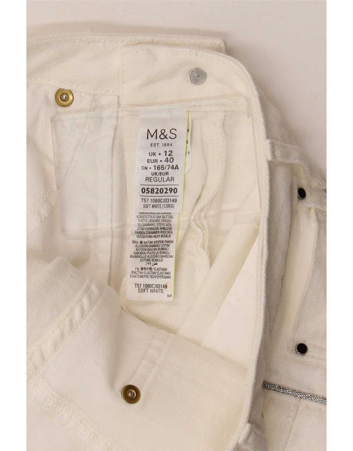 Calça casual justa feminina Marks & Spencer Reino Unido 12 médio W30 L28 branca