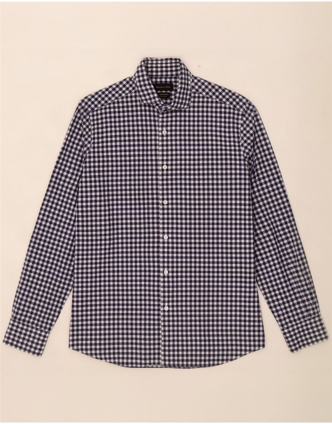 Camisa masculina Massimo Dutti média azul marinho guingão
