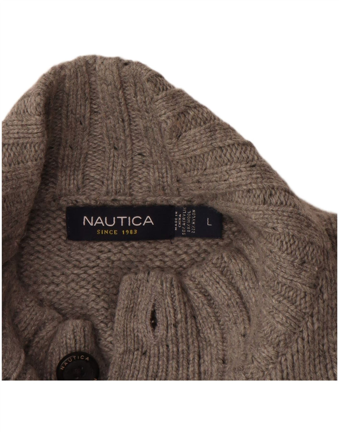 Suéter masculino NAUTICA com gola redonda, grande acrílico manchado cinza