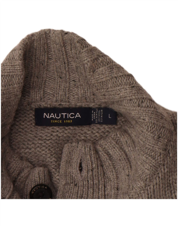 Suéter masculino NAUTICA com gola redonda, grande acrílico manchado cinza