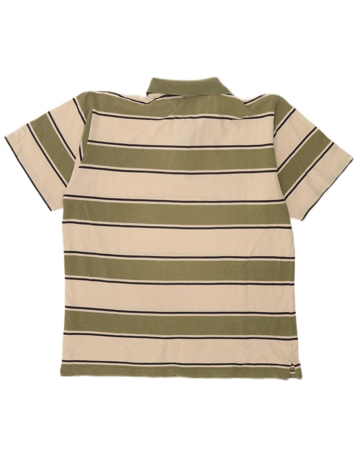 Camisa polo masculina Asics médio cáqui listrado algodão