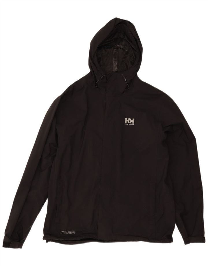 Jaqueta de chuva masculina Helly Hansen com capuz UK 42 XL poliamida preta