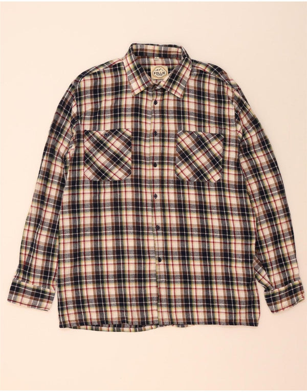 Camisa masculina Follie tamanho 43/44 XL algodão xadrez multicolorido