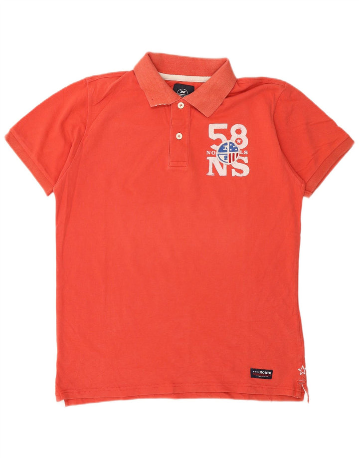 Camisa polo masculina North Sails com estampa gráfica grande de algodão laranja