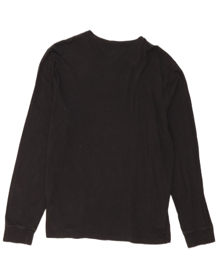 J. CREW Top feminino de manga comprida Reino Unido 16 grande algodão preto