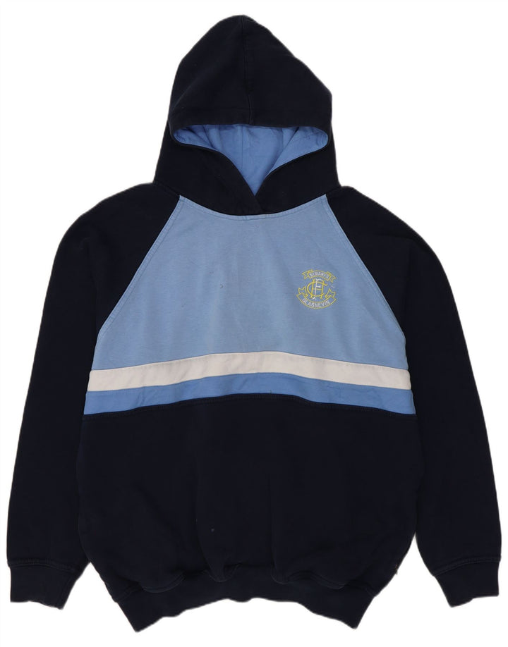 Suéter feminino com capuz grande O'Neills Reino Unido 14 bloco colorido médio azul marinho