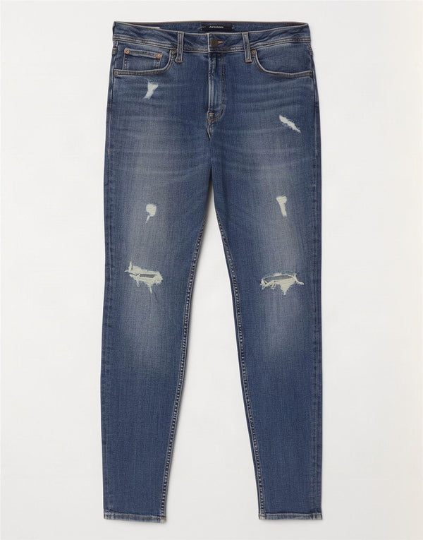 Jack & Jones Mens Pete Distressed Jeans Skinny W31 L30 Azul Algodão
