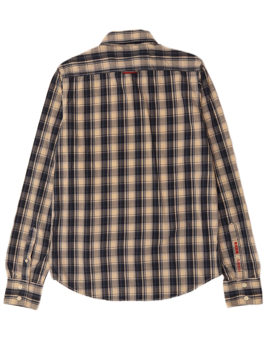 Camisa masculina SUPERDRY grande algodão xadrez azul marinho