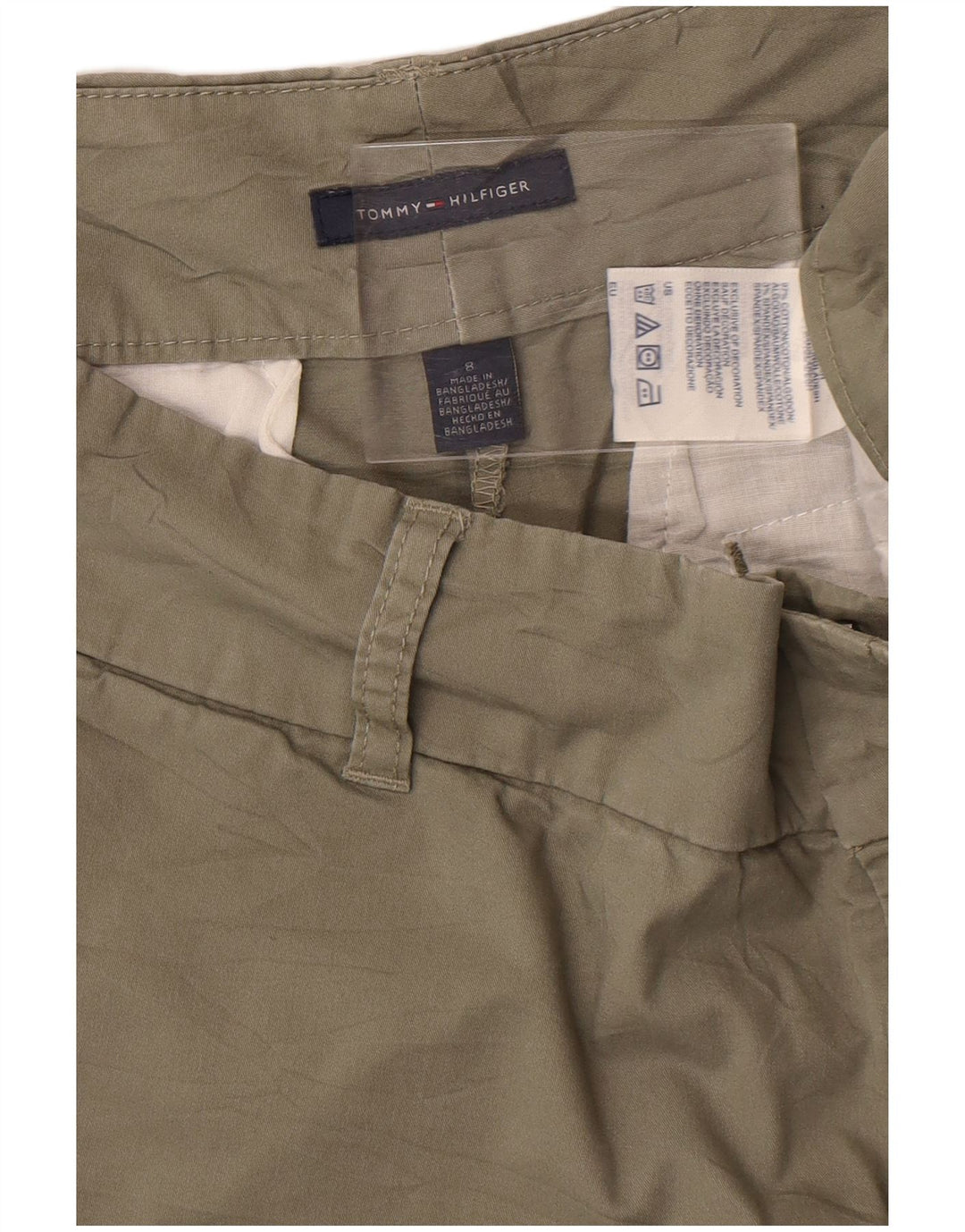 Shorts Chino feminino Tommy Hilfiger EUA 8 médio W32 algodão cáqui
