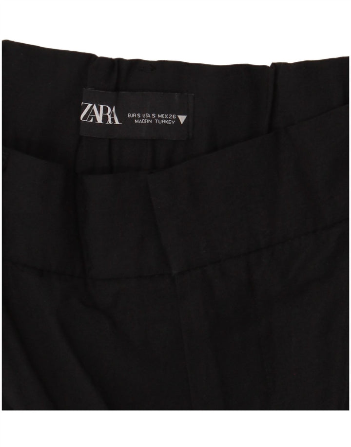 ZARA Shorts Chino Feminino Pegged Pequeno W26 Preto