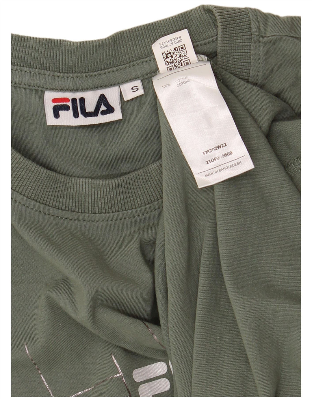 Camiseta masculina gráfica FILA Top pequeno algodão cáqui