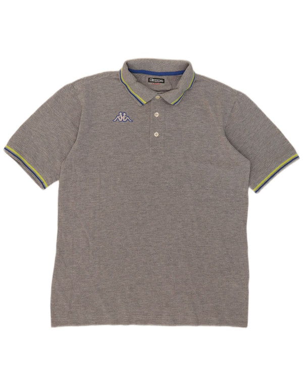 Camisa polo masculina Kappa grande algodão listrado cinza