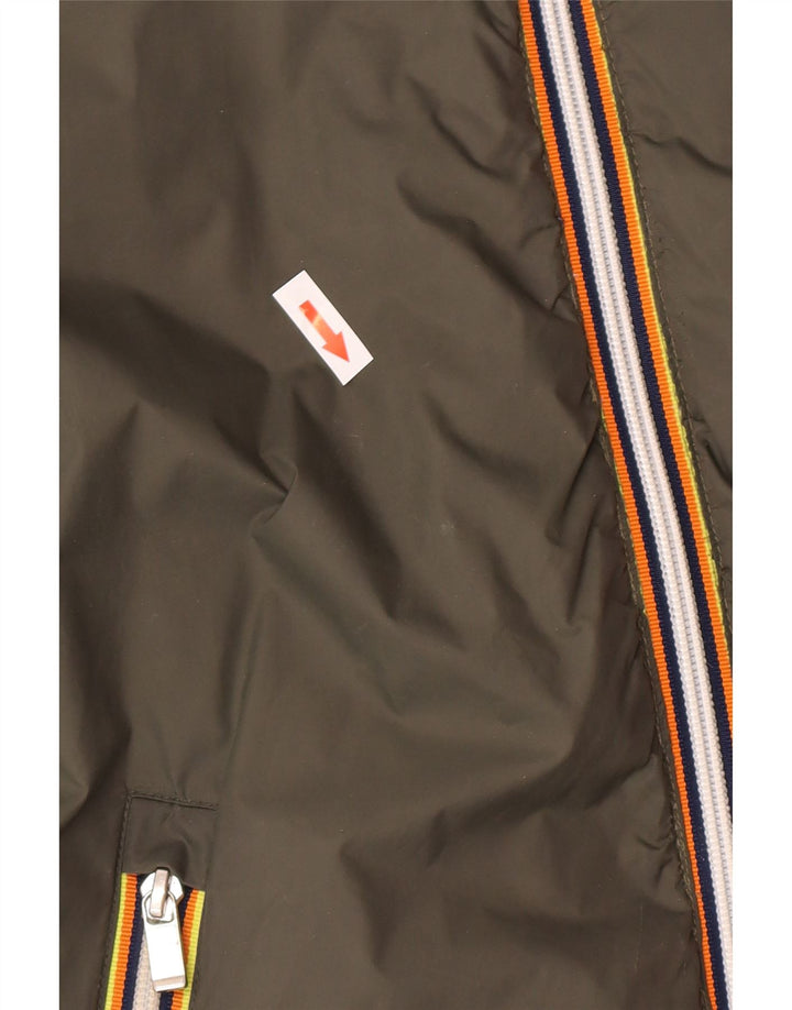Jaqueta masculina acolchoada reversível com capuz K-Way UK 38 poliamida verde médio