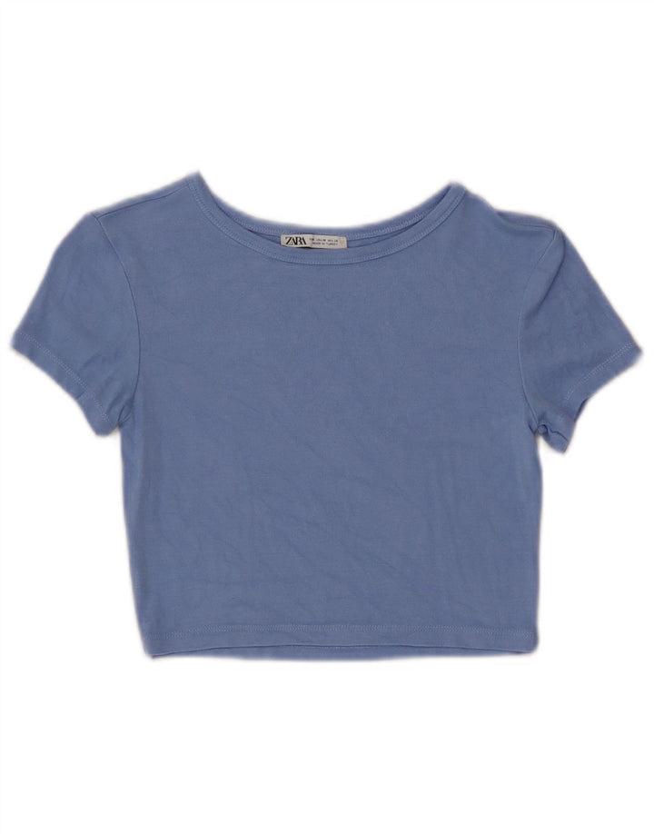 Camiseta Zara Feminina Crop Top UK 12 Azul Médio