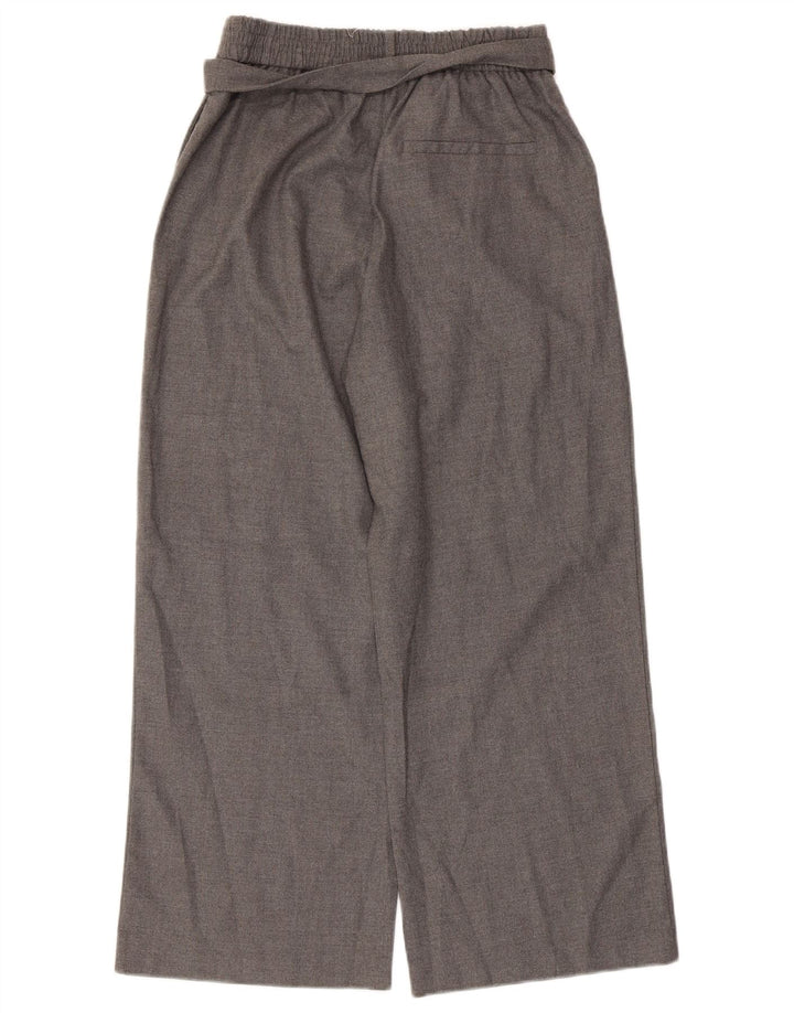 Calça feminina Zara com perna larga cortada em poliéster cinza pequeno