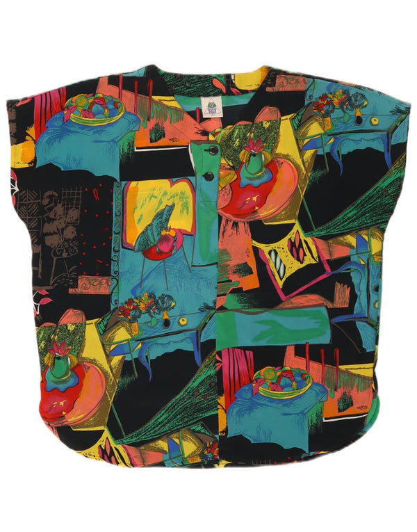 Blusa feminina com padrão abstrato NOVA FAST Top EU 42 grande poliéster preto