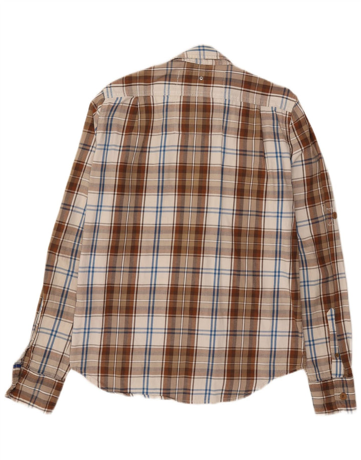 Camisa masculina de flanela Superdry grande algodão xadrez bege