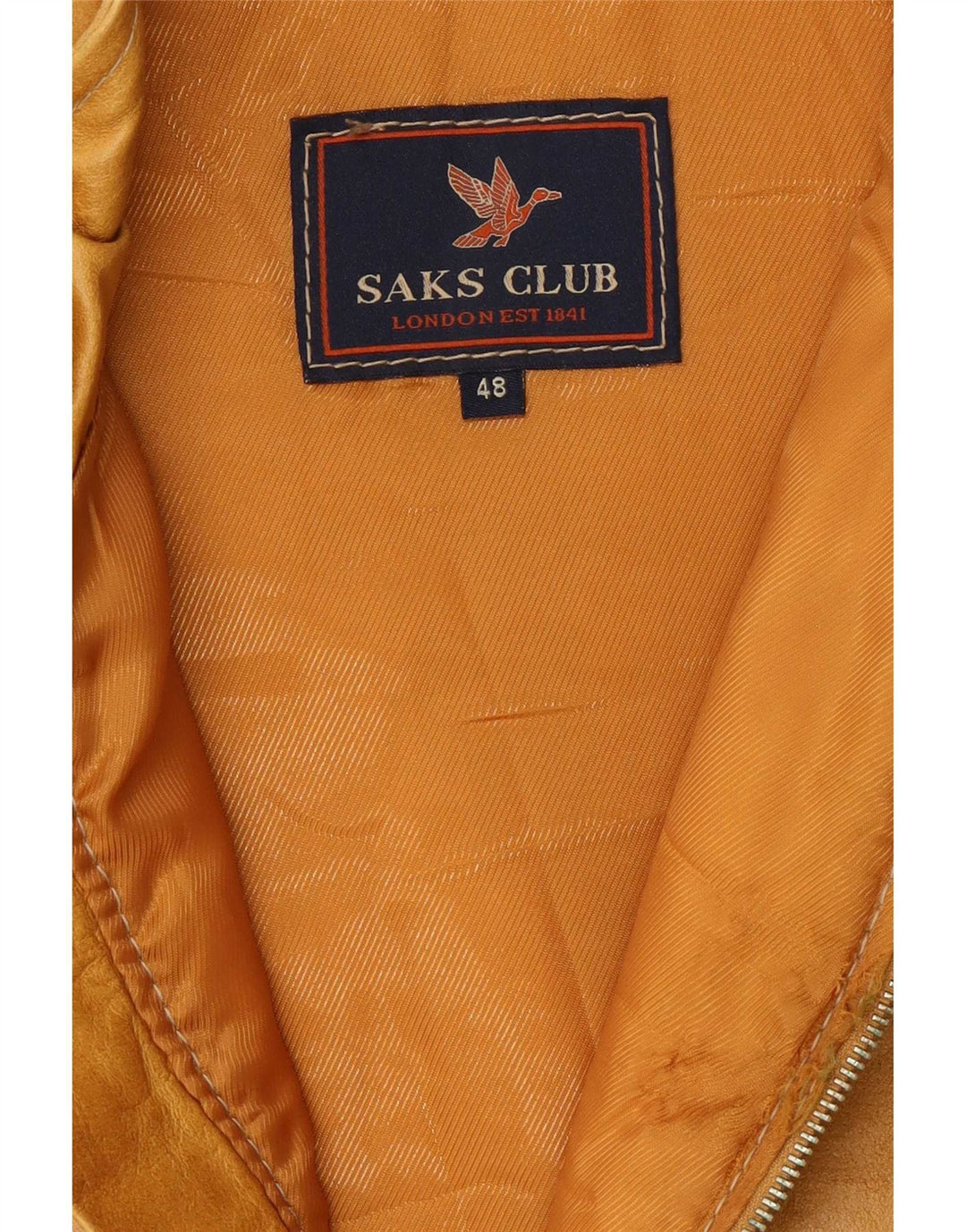 Colete masculino de couro acolchoado Saks Club IT 48 médio bege