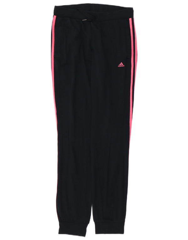 ADIDAS Womens Climalite Tracksuit Calças Joggers UK 4/6 XS Algodão Preto