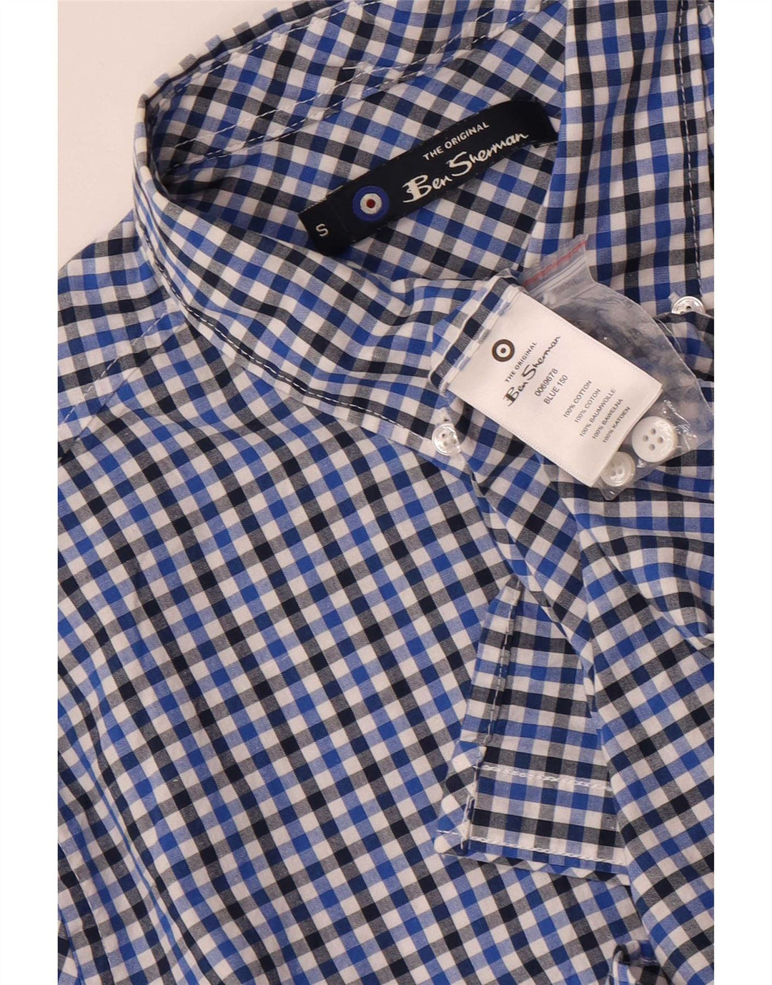Camisa masculina Ben Sherman pequena algodão guingão azul marinho