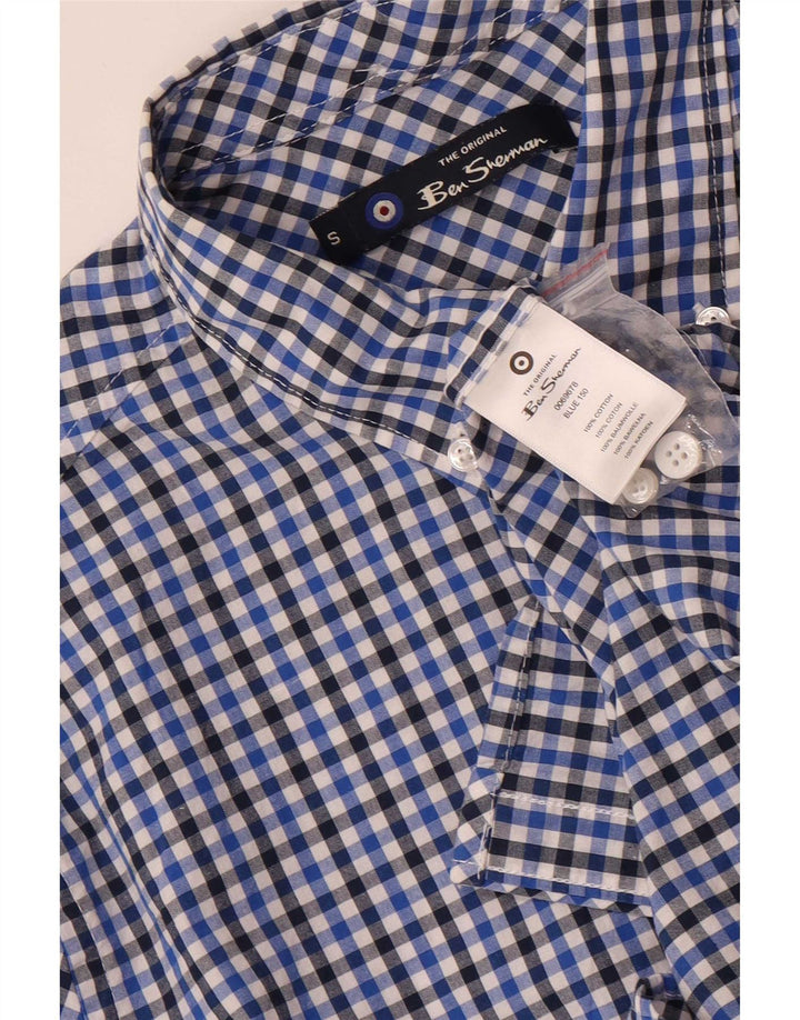 Camisa masculina Ben Sherman pequena algodão guingão azul marinho