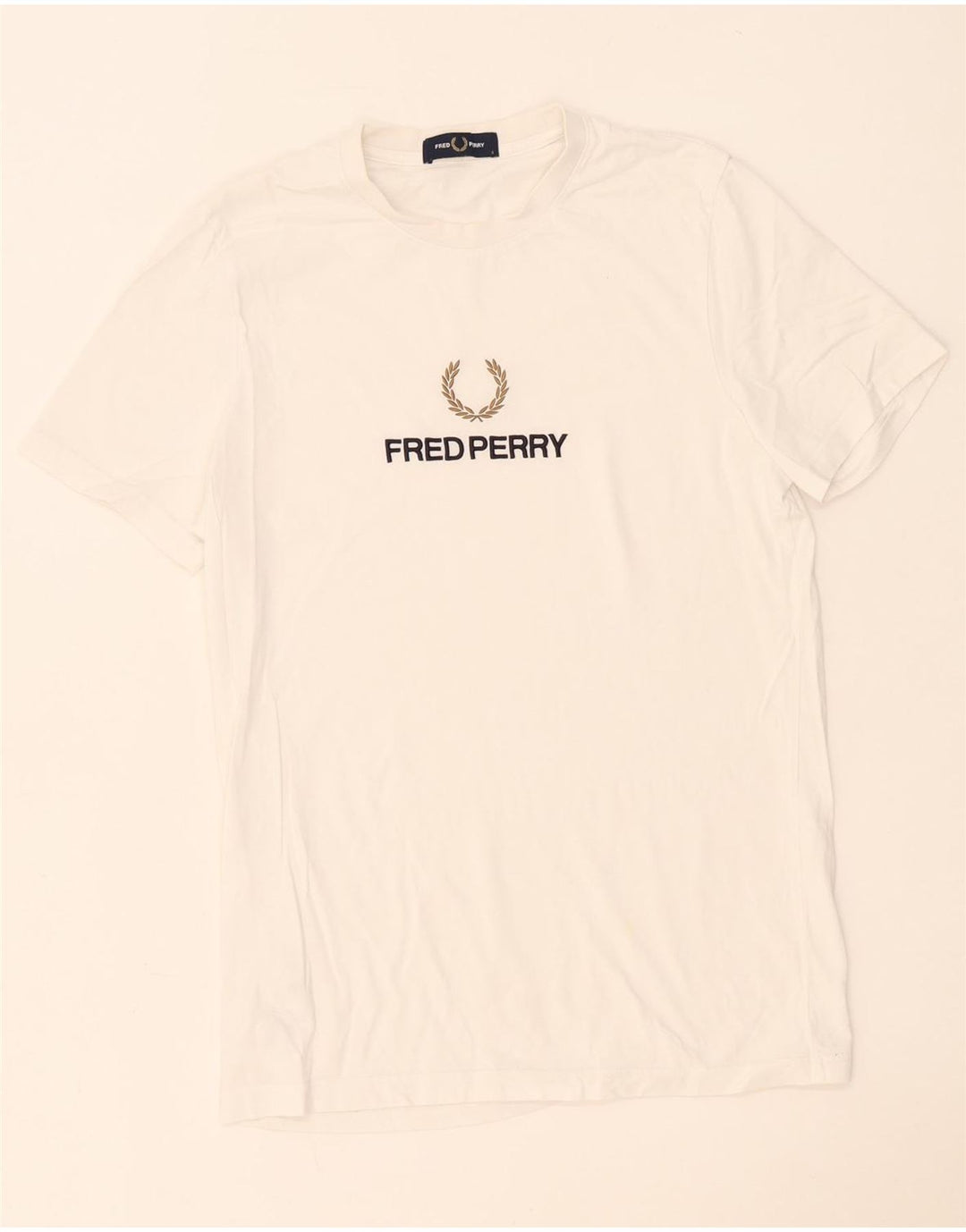 Fred Perry Camiseta masculina gráfica top pequeno algodão branco