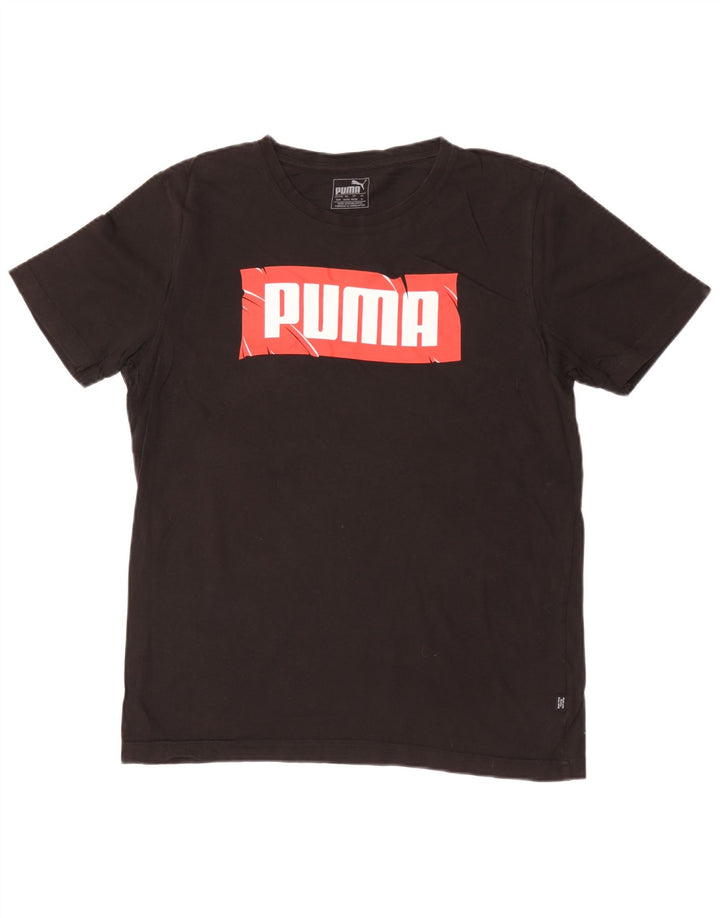 Puma Mens Graphic T-Shirt Top Médio Algodão Preto