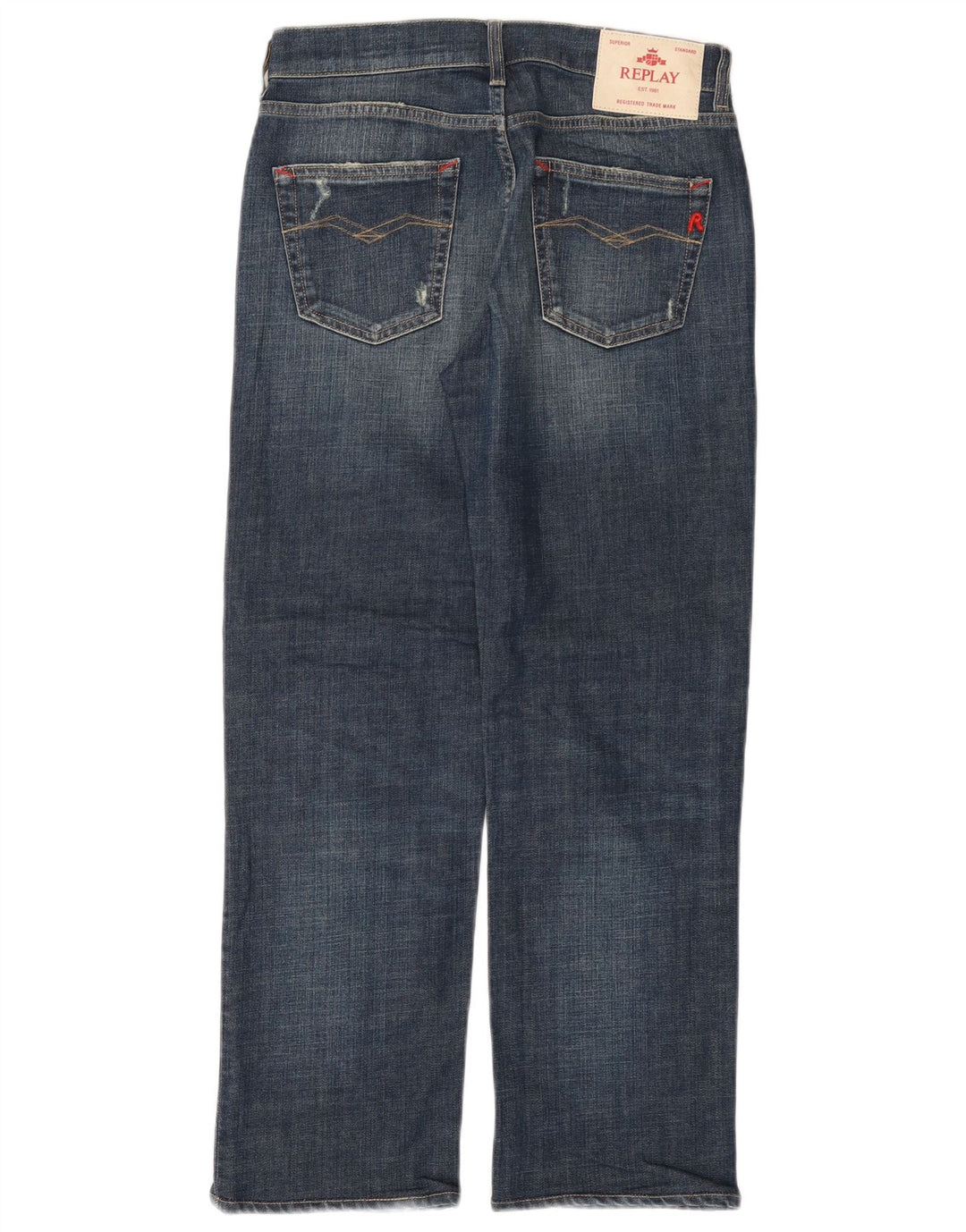 Jeans retos femininos REPLAY W26 L27 algodão azul marinho