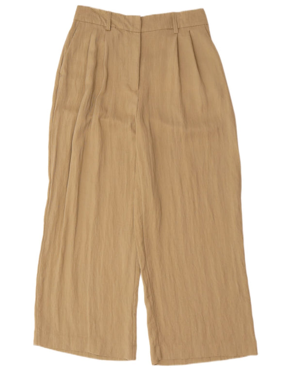Zara Calça Chino Feminina Cintura Alta Pegged Grande W30 L28 Bege Lyocell