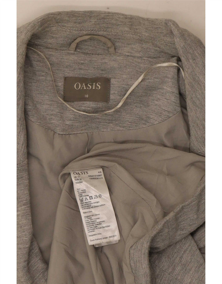 Jaqueta blazer feminina Oasis com 1 botão Reino Unido 10 viscose manchada cinza pequena
