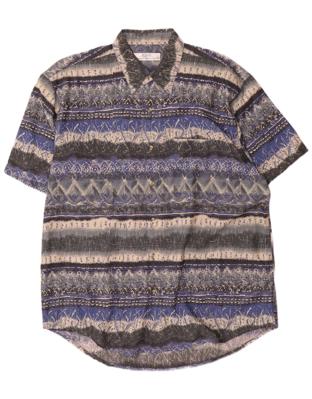 Camisa masculina de manga curta St. Bernard, viscose listrada multicolorida média