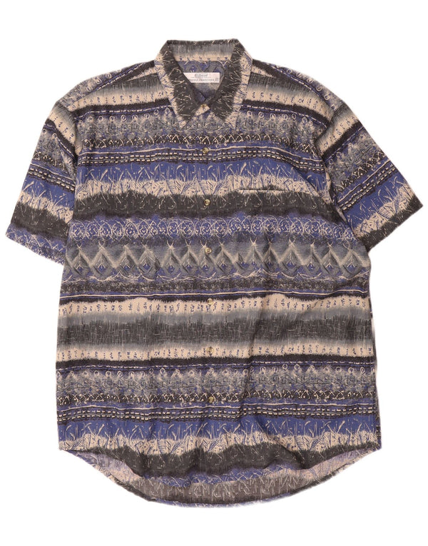 Camisa masculina de manga curta St. Bernard, viscose listrada multicolorida média