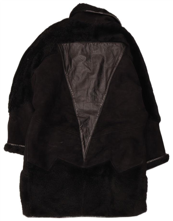 Casaco feminino vintage de shearling UK 18 XL preto