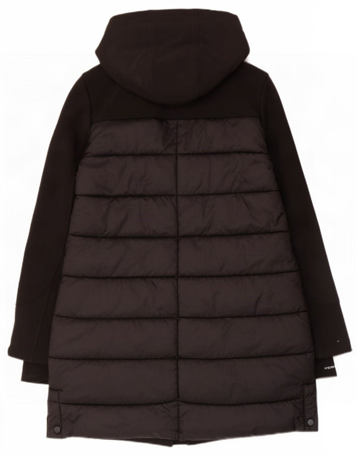 Casaco corta-vento feminino com capuz French Connection Reino Unido 16 grande preto