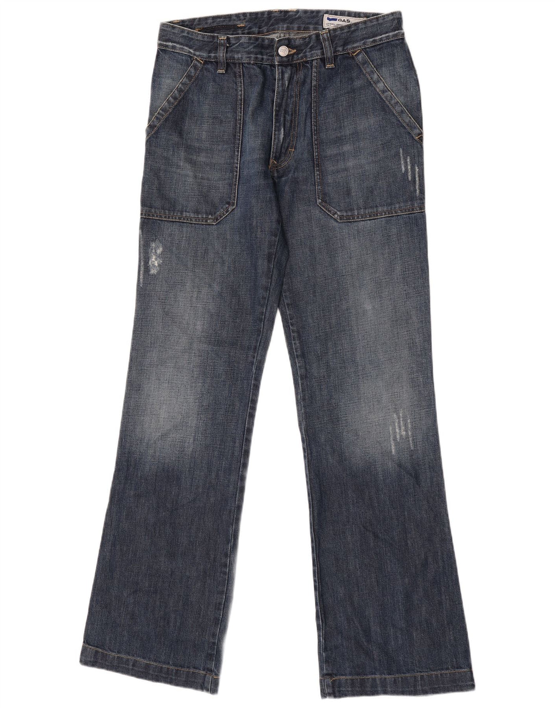 Calça jeans masculina GAS desgastada W32 L34 azul