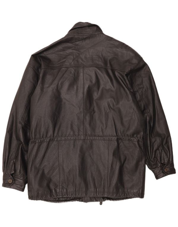 Jaqueta de couro masculina vintage UK 42 XL preta