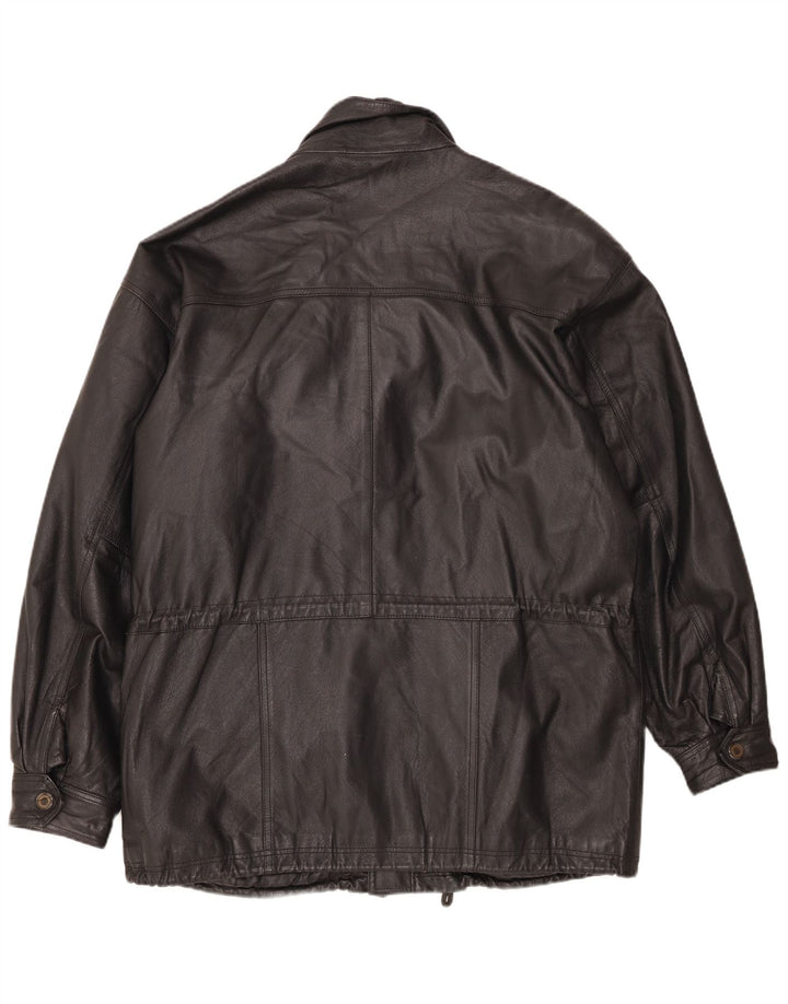 Jaqueta de couro masculina vintage UK 42 XL preta