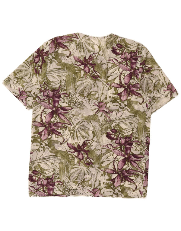 Blusa feminina vintage UK 16 grande verde floral