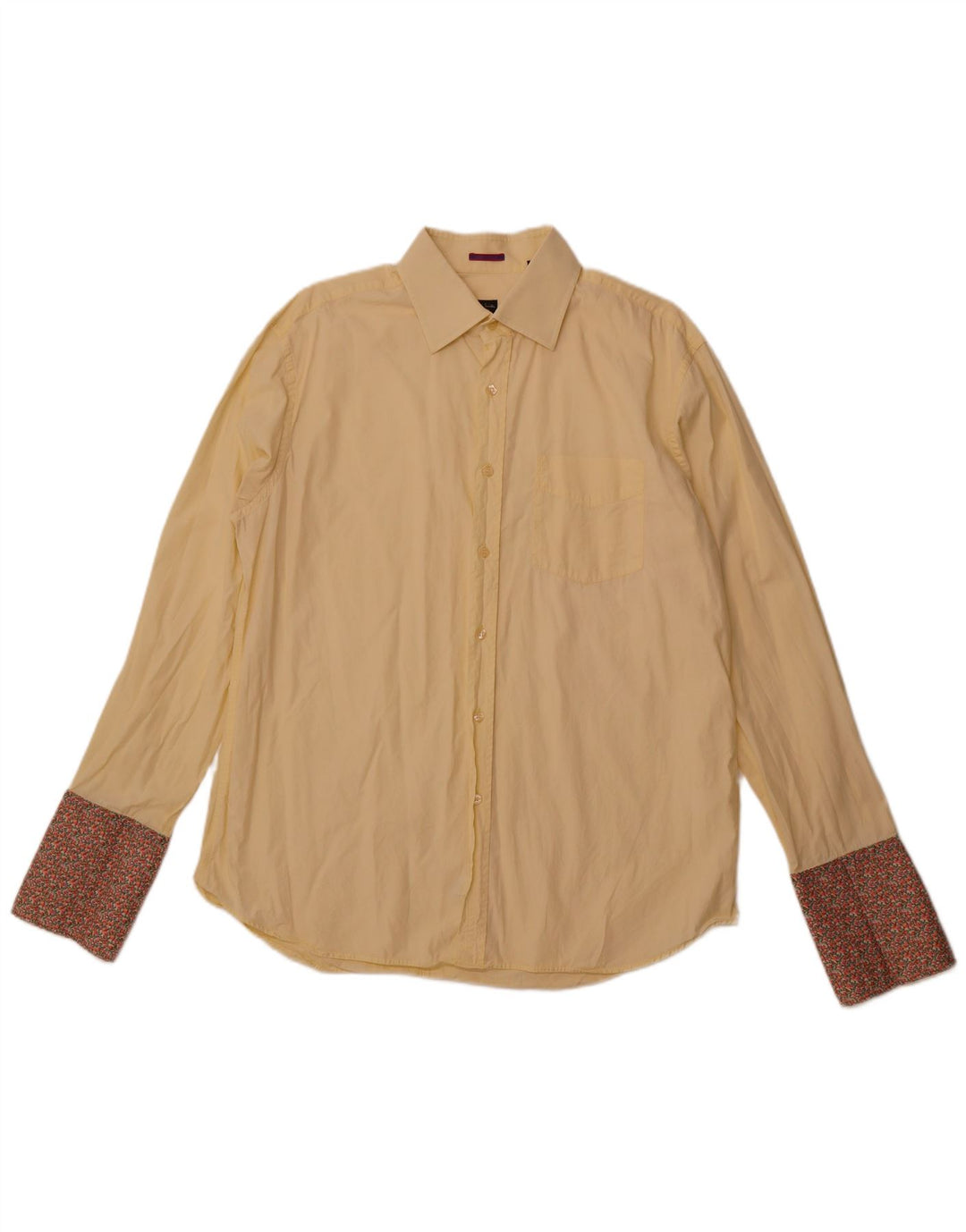 Camisa masculina PAUL SMITH tamanho 17 1/2 44 XL algodão amarelo