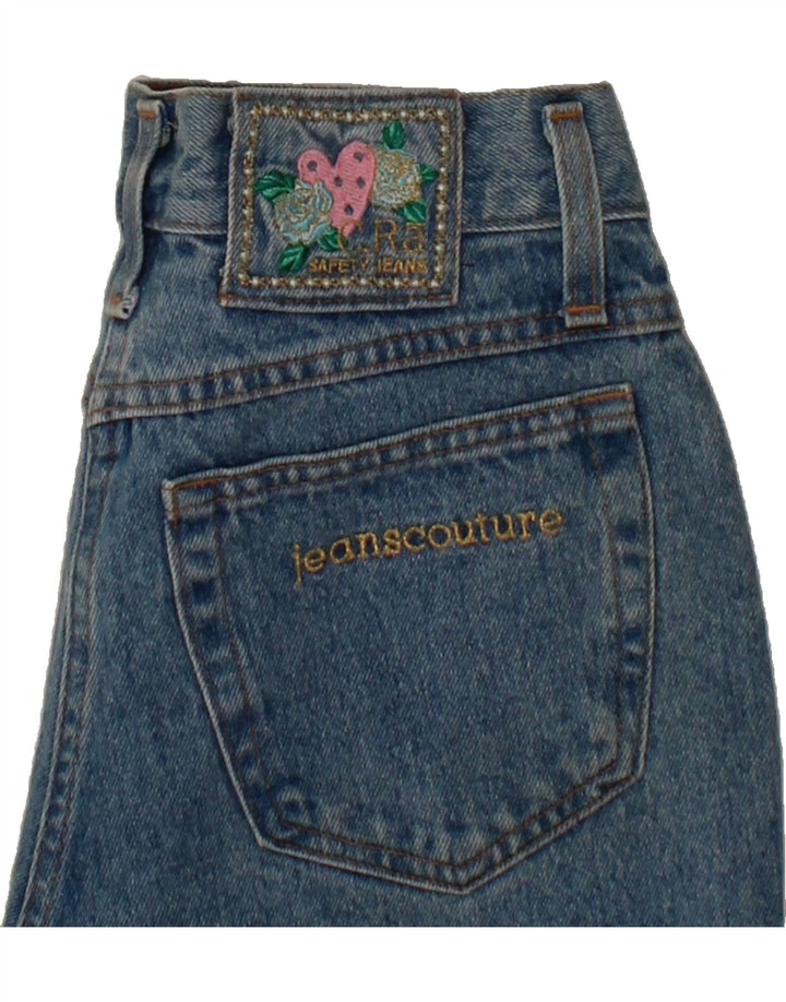 Jeans cônicos femininos VINTAGE IT 44 médio W28 L31 algodão azul
